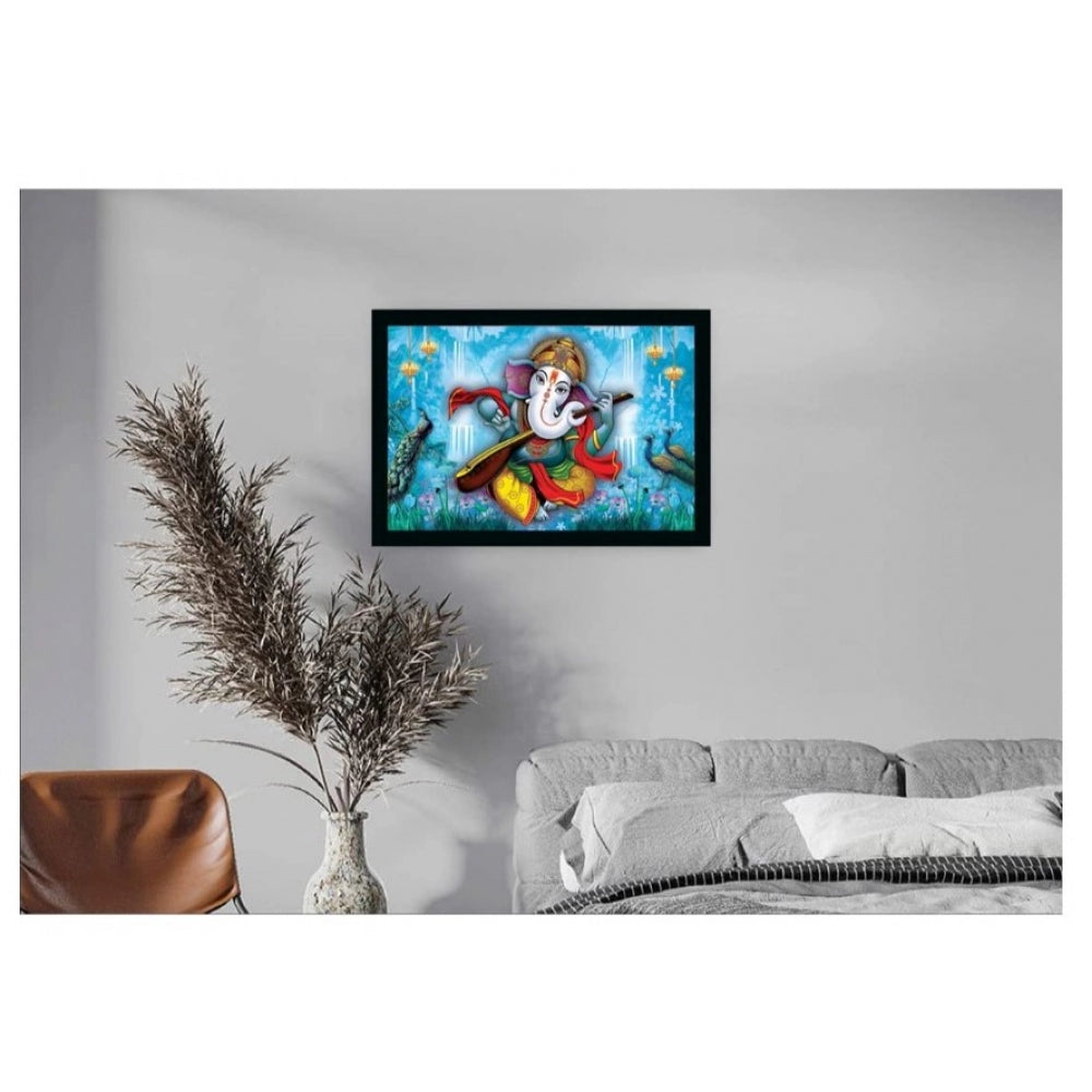 Amfyn Ganesh Photo with Synthetic Photo Frame (Multicolor)