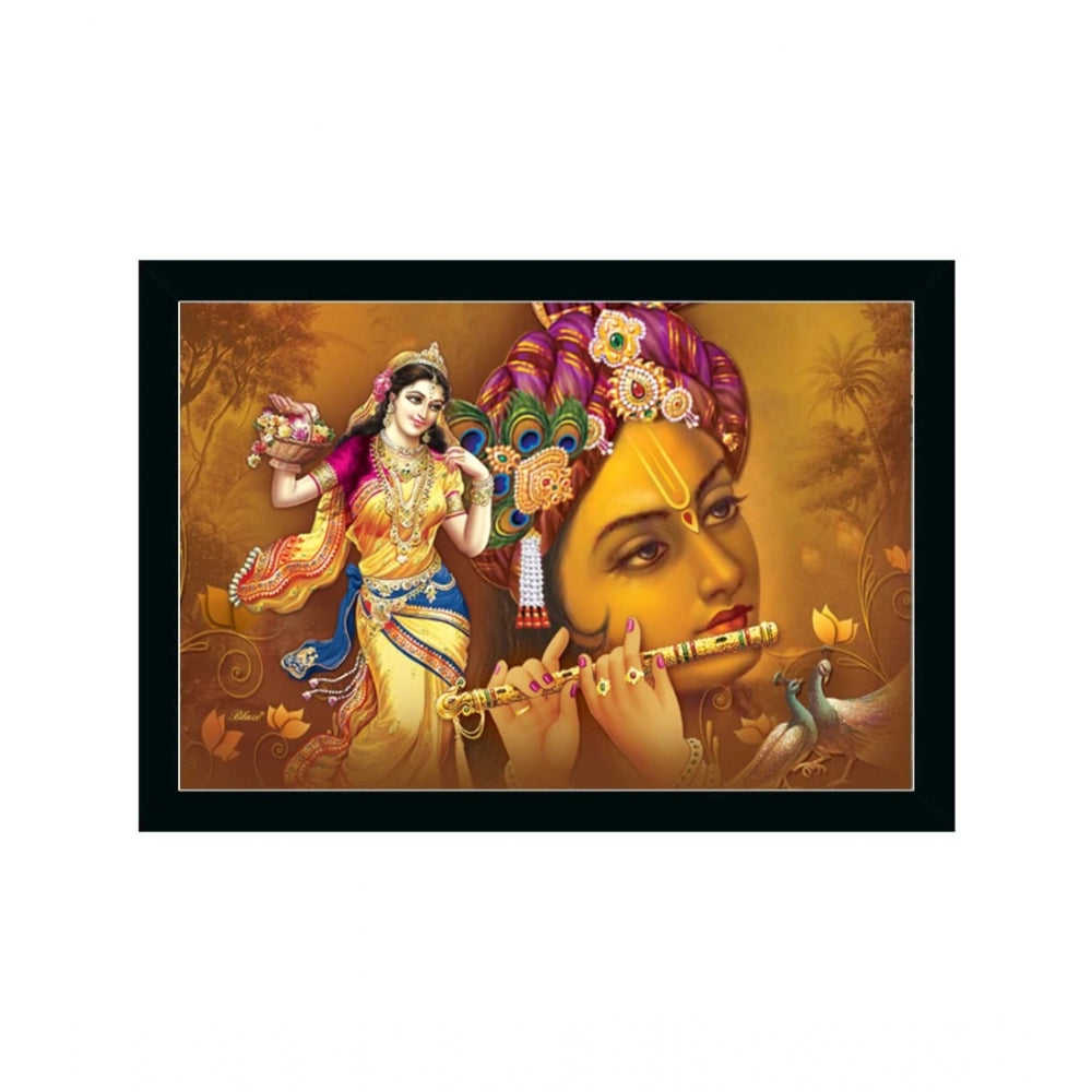 Amfyn Radha Krishna Painting with Synthetic Photo Frame (Multicolor)