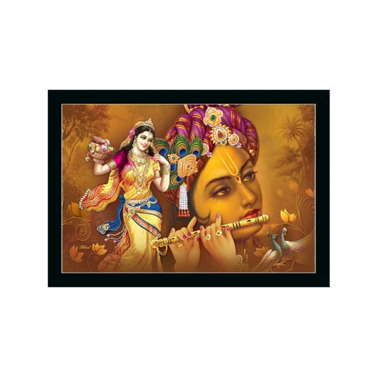 Amfyn Radha Krishna Painting with Synthetic Photo Frame (Multicolor)