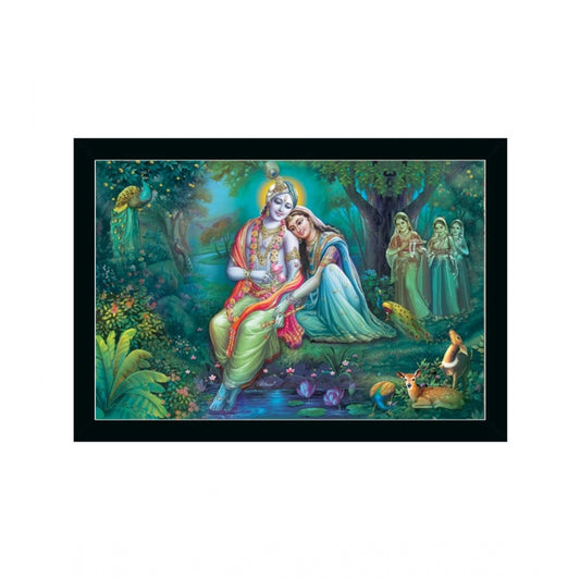 Amfyn Radha Krishna Painting with Synthetic Photo Frame (Multicolor)