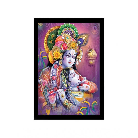 Amfyn Radha Krishna Painting with Synthetic Photo Frame (Multicolor)