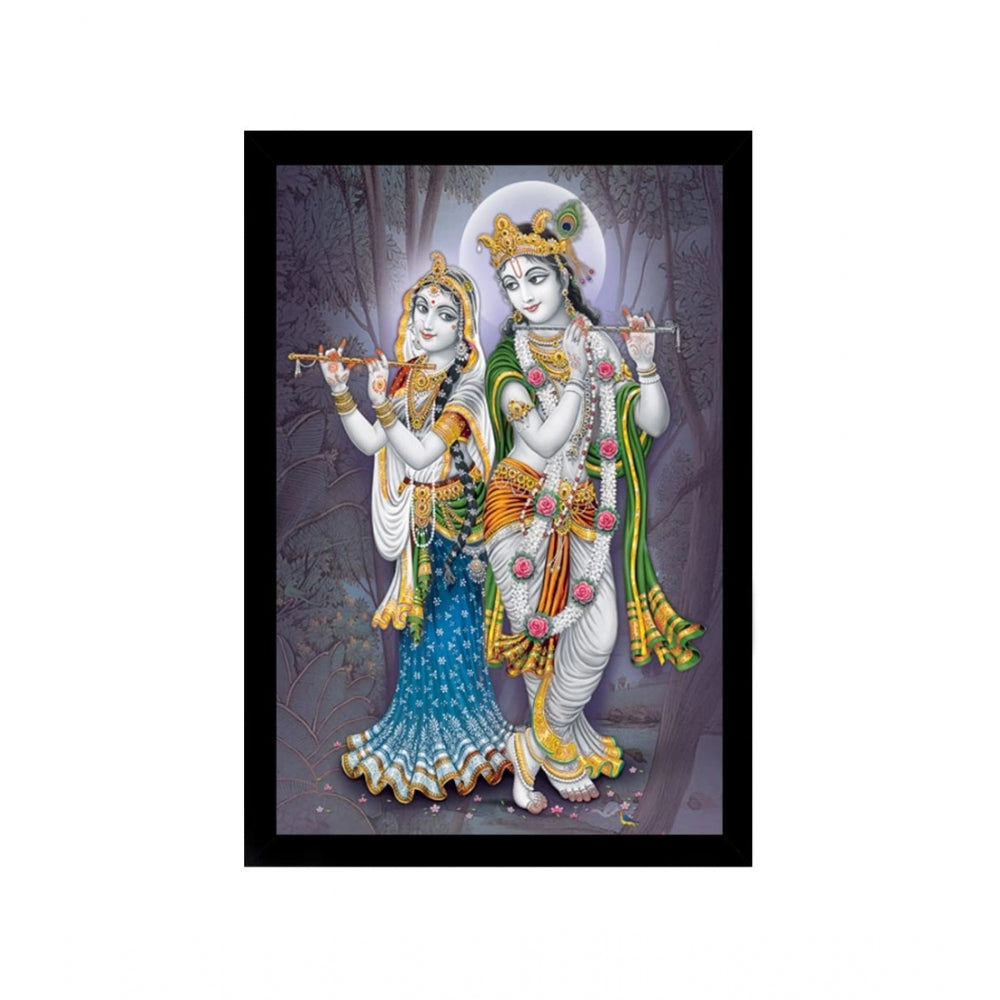 Amfyn Radha Krishna Painting with Synthetic Photo Frame (Multicolor)
