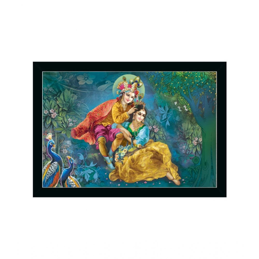 Amfyn Radha Krishna Painting with Synthetic Photo Frame (Multicolor)