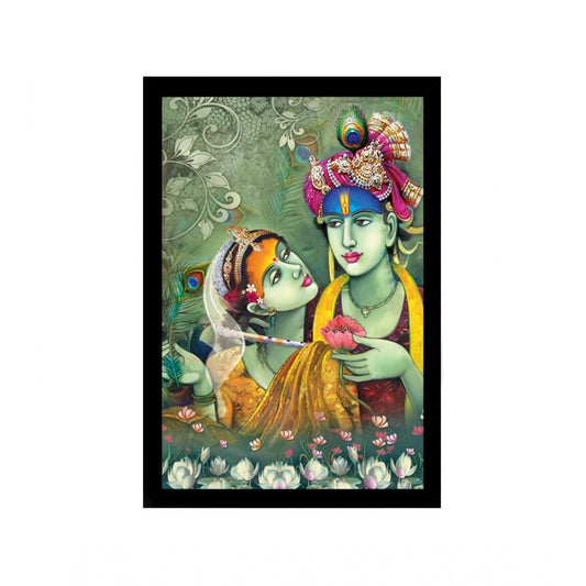 Amfyn Radha Krishna Painting with Synthetic Photo Frame (Multicolor)