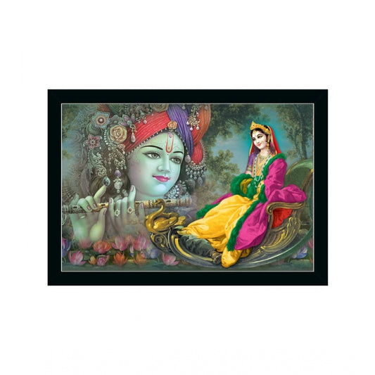 Amfyn Radha Krishna Painting with Synthetic Photo Frame (Multicolor)