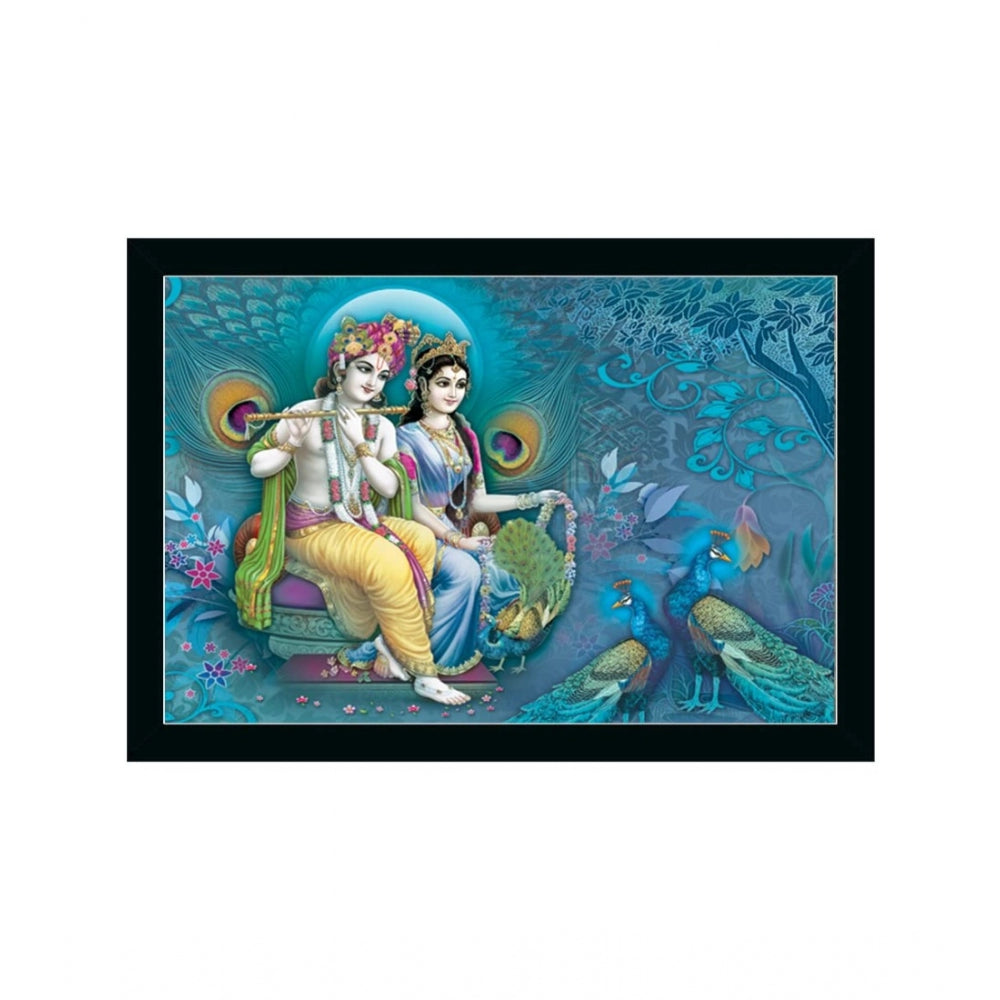 Amfyn Radha Krishna Painting with Synthetic Photo Frame (Multicolor)