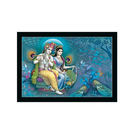 Amfyn Radha Krishna Painting with Synthetic Photo Frame (Multicolor)