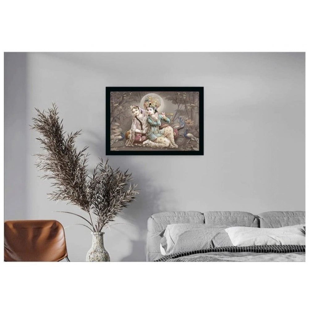 Amfyn Radha Krishna Painting with Synthetic Photo Frame (Multicolor)