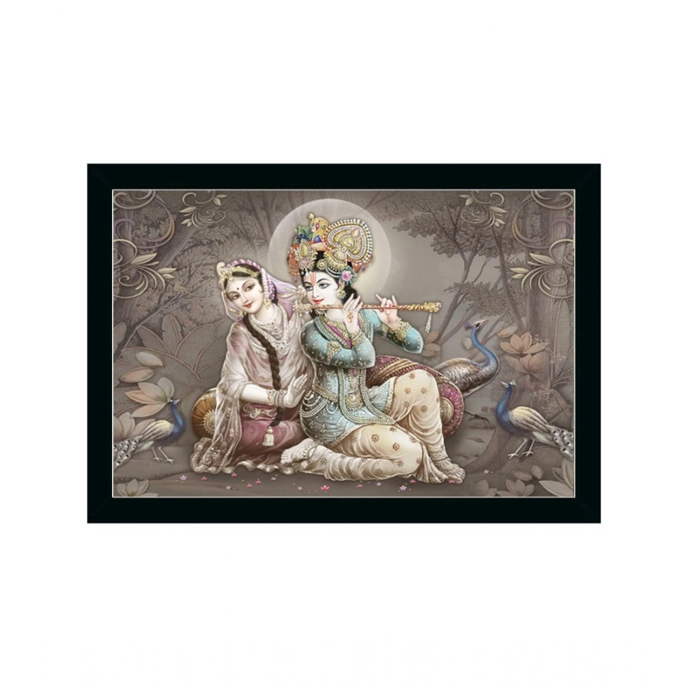 Amfyn Radha Krishna Painting with Synthetic Photo Frame (Multicolor)