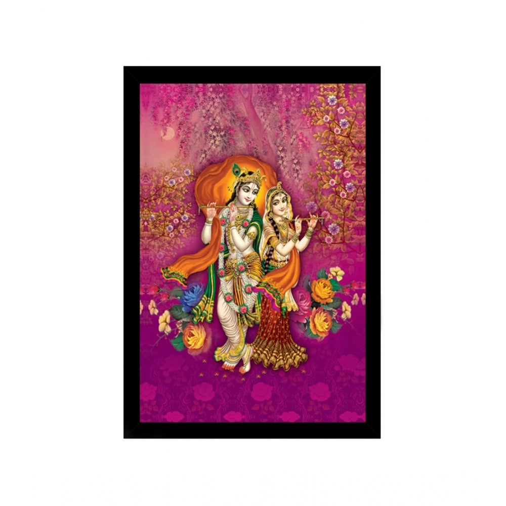Amfyn Radha Krishna Painting with Synthetic Photo Frame (Multicolor)