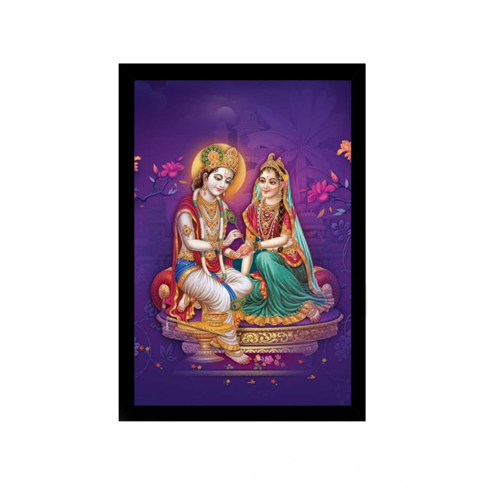 Amfyn Radha Krishna Painting with Synthetic Photo Frame (Multicolor)