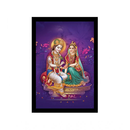 Amfyn Radha Krishna Painting with Synthetic Photo Frame (Multicolor)