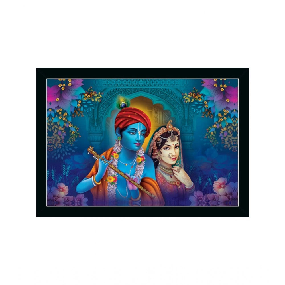Amfyn Radha Krishna Painting with Synthetic Photo Frame (Multicolor)