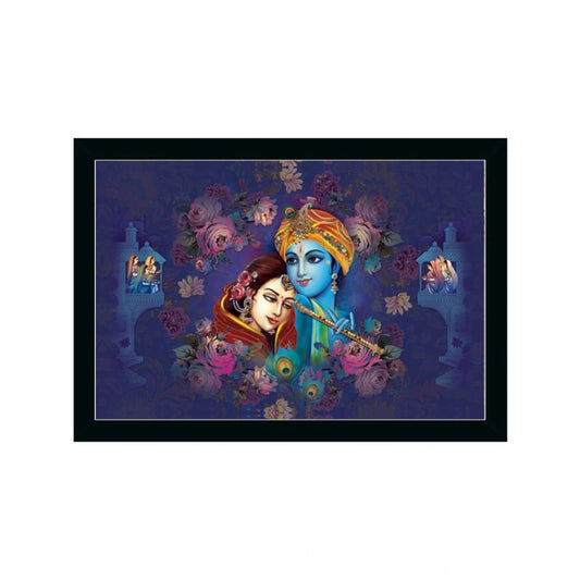 Amfyn Radha Krishna Painting with Synthetic Photo Frame (Multicolor)