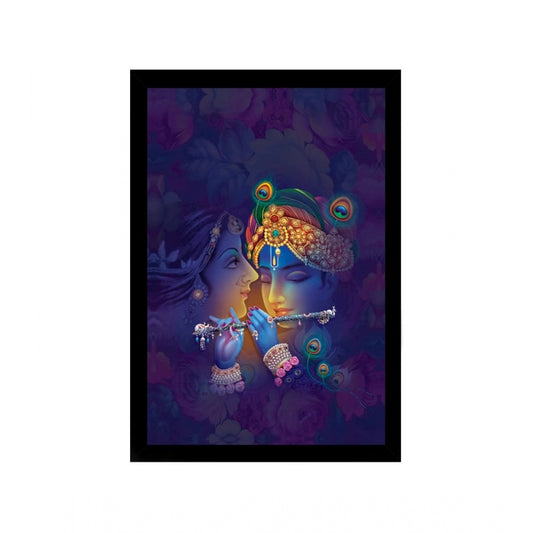Amfyn Radha Krishna Painting with Synthetic Photo Frame (Multicolor)