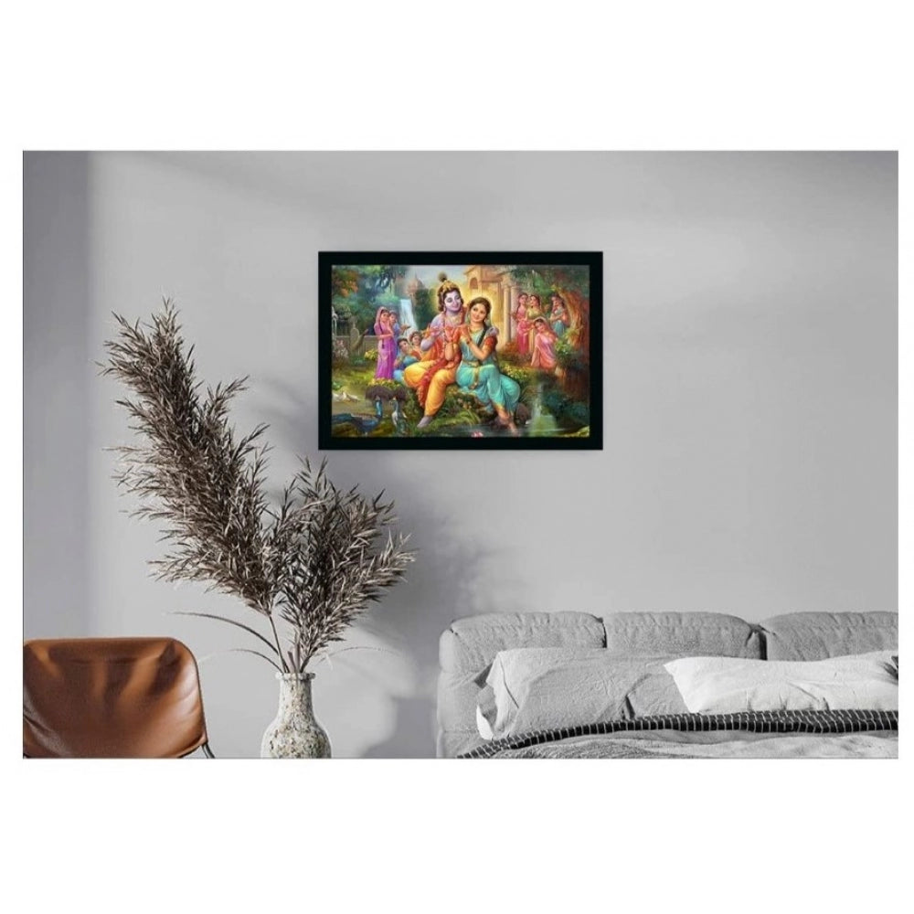 Amfyn Radha Krishna Painting with Synthetic Photo Frame (Multicolor)