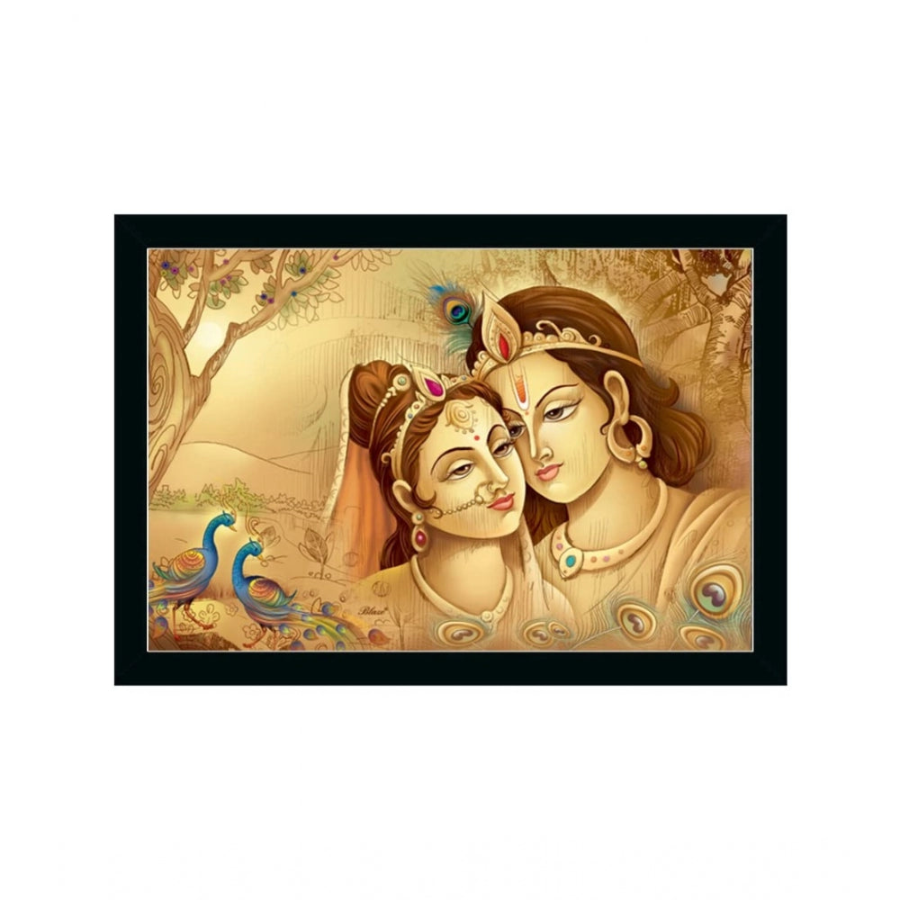 Amfyn Radha Krishna Painting with Synthetic Photo Frame (Multicolor)