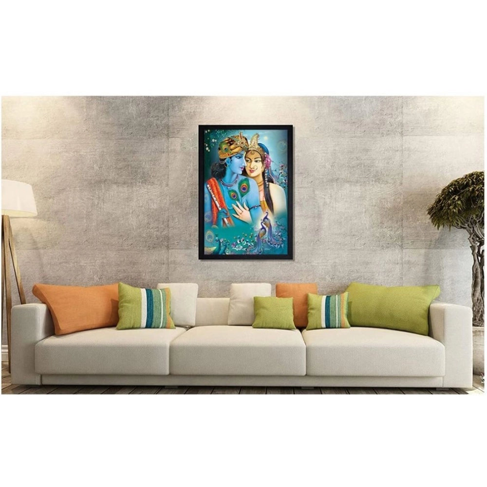 Amfyn Radha Krishna Painting with Synthetic Photo Frame (Multicolor)