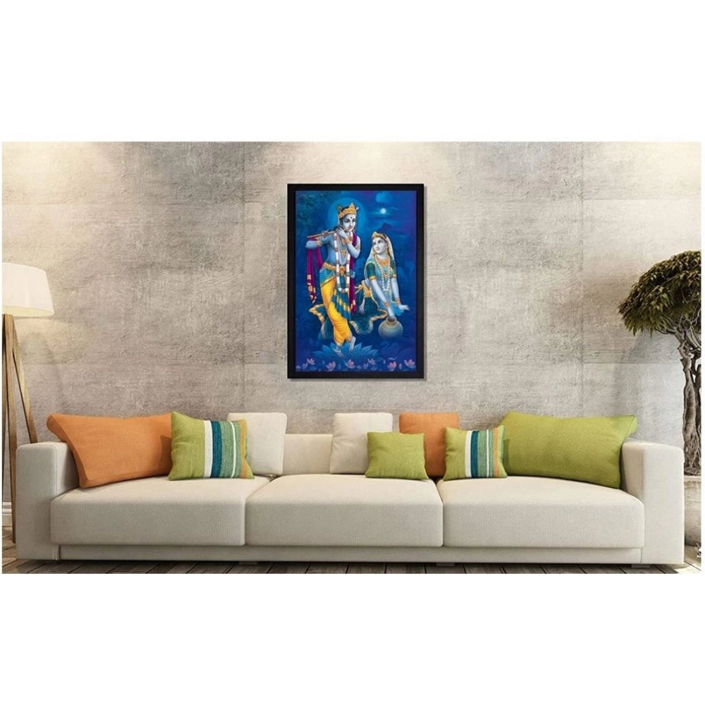 Amfyn Radha Krishna Painting with Synthetic Photo Frame (Multicolor)