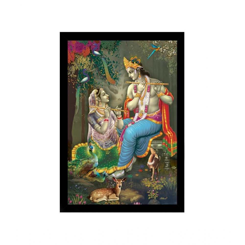 Amfyn Radha Krishna Painting with Synthetic Photo Frame (Multicolor)