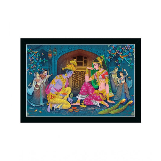 Amfyn Radha Krishna Painting with Synthetic Photo Frame (Multicolor)