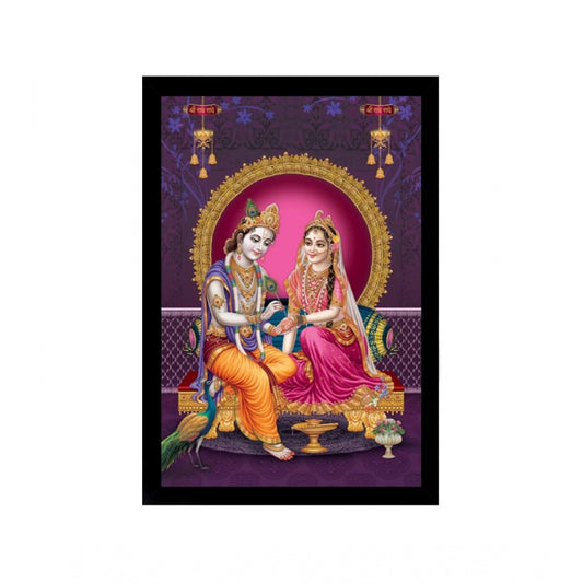Amfyn Radha Krishna Painting with Synthetic Photo Frame (Multicolor)