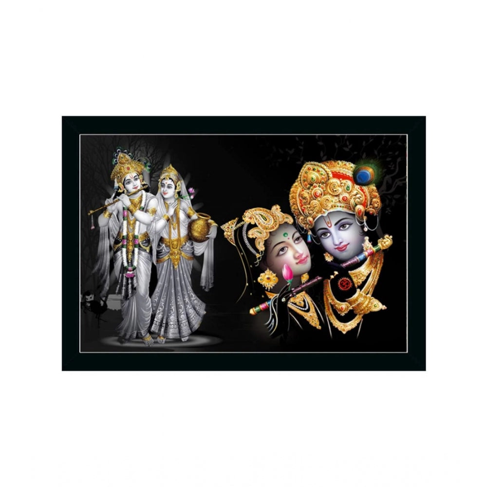 Amfyn Radha Krishna Painting with Synthetic Photo Frame (Multicolor)