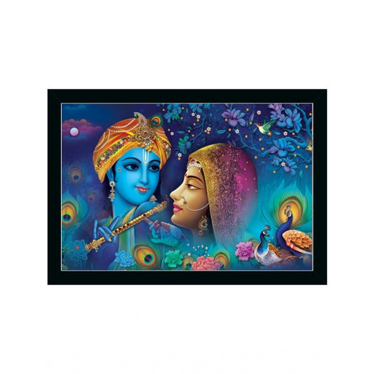 Amfyn Radha Krishna Painting with Synthetic Photo Frame (Multicolor)