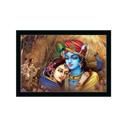 Amfyn Radha Krishna Painting with Synthetic Photo Frame (Multicolor)