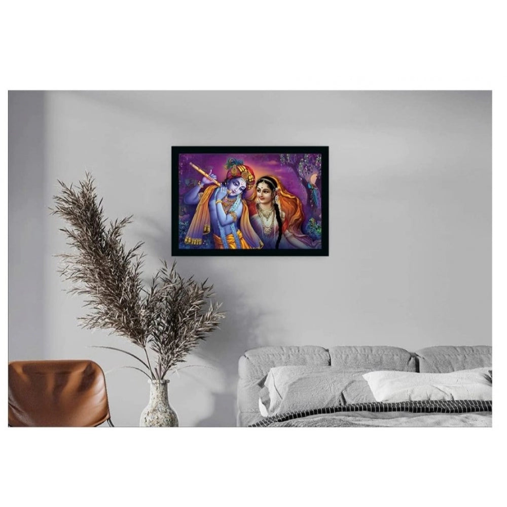 Amfyn Radha Krishna Painting with Synthetic Photo Frame (Multicolor)
