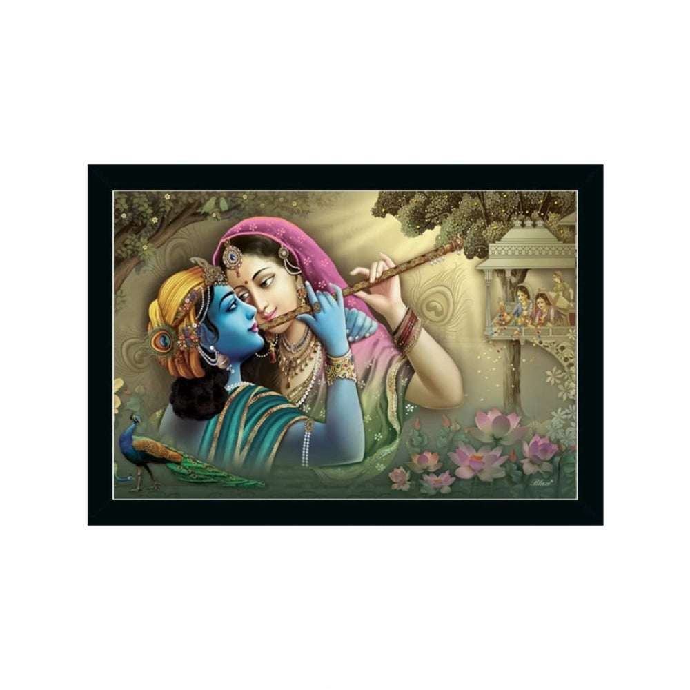 Amfyn Radha Krishna Painting with Synthetic Photo Frame (Multicolor)