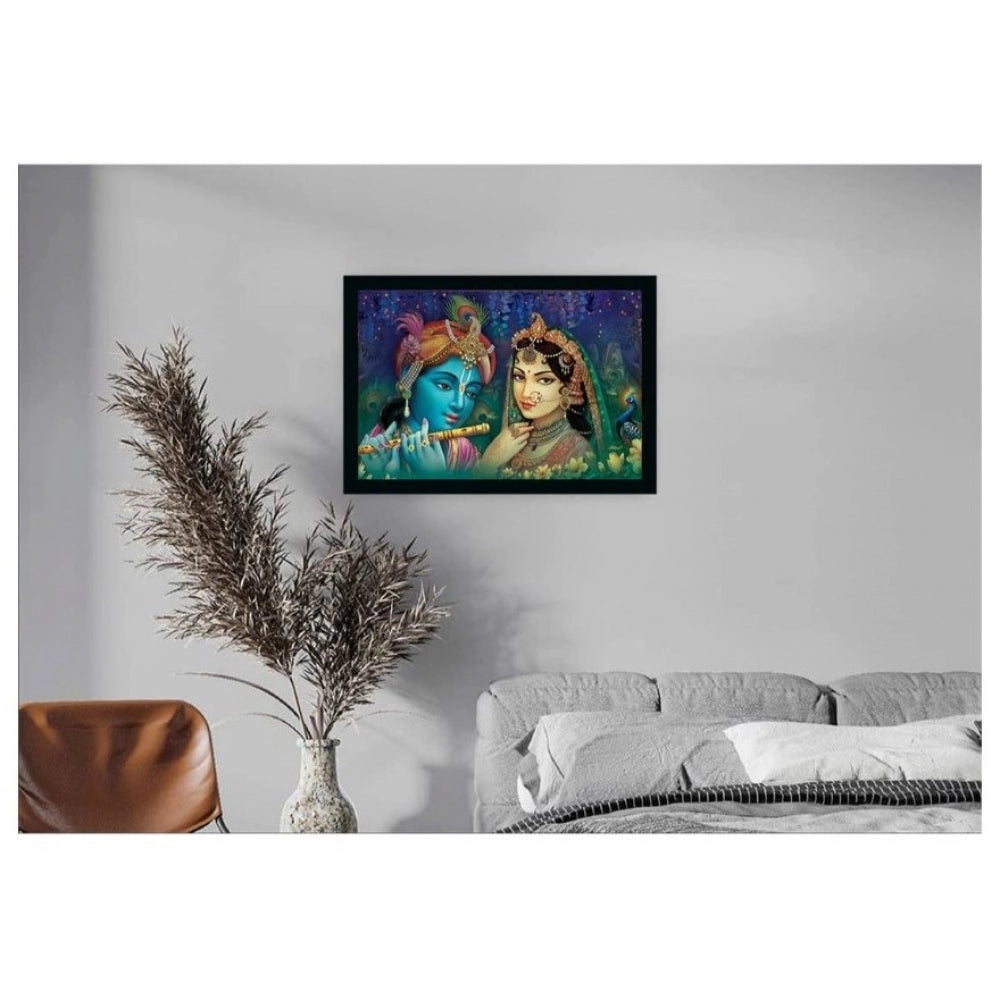 Amfyn Radha Krishna Painting with Synthetic Photo Frame (Multicolor)