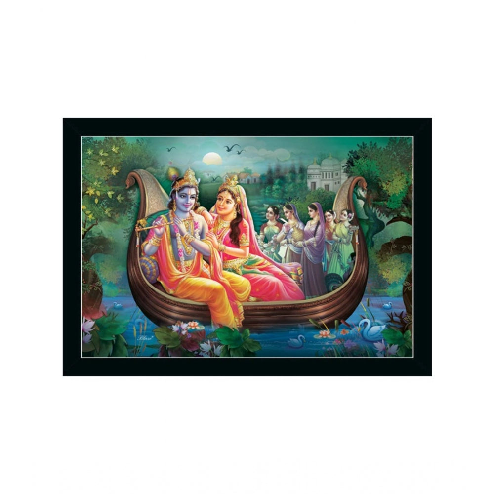 Amfyn Radha Krishna Painting with Synthetic Photo Frame (Multicolor)