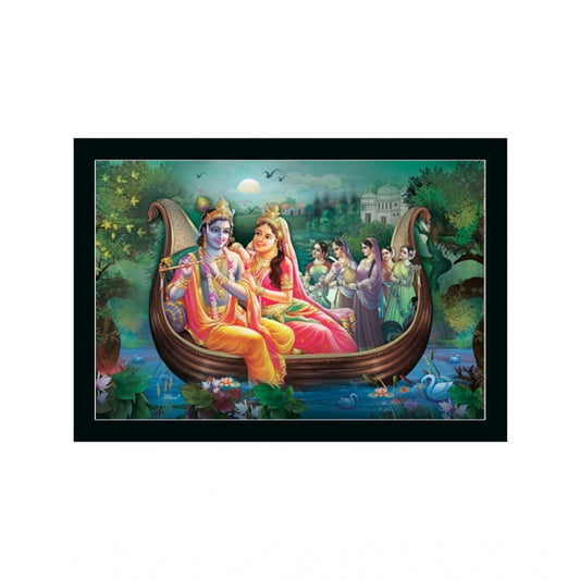 Amfyn Radha Krishna Painting with Synthetic Photo Frame (Multicolor)