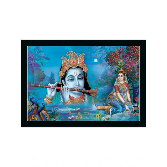 Amfyn Radha Krishna Painting with Synthetic Photo Frame (Multicolor)