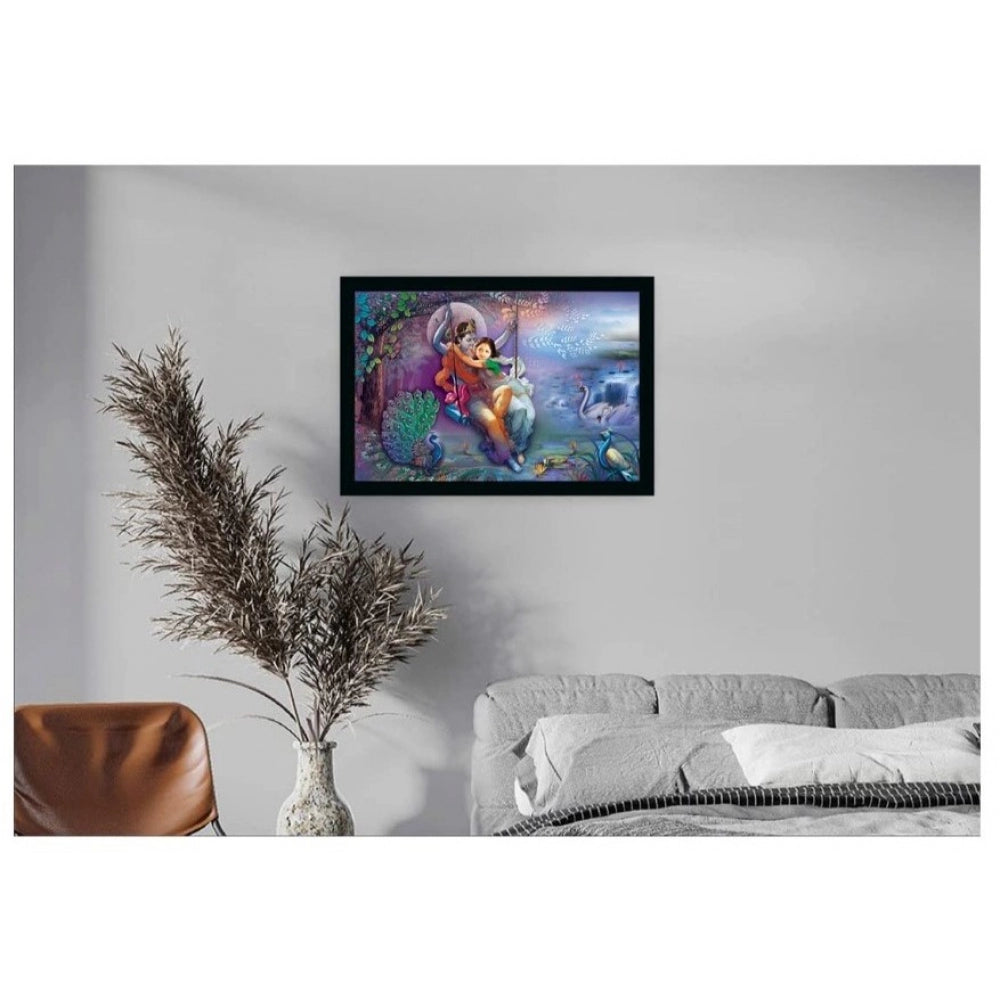 Amfyn Radha Krishna Painting with Synthetic Photo Frame (Multicolor)