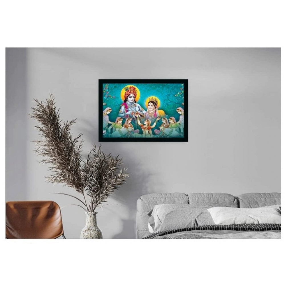 Amfyn Radha Krishna Painting with Synthetic Photo Frame (Multicolor)