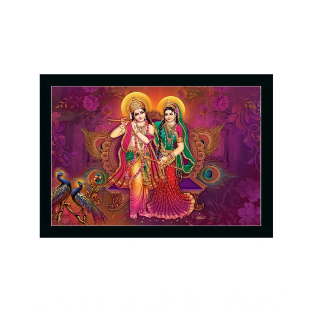 Amfyn Radha Krishna Painting with Synthetic Photo Frame (Multicolor)