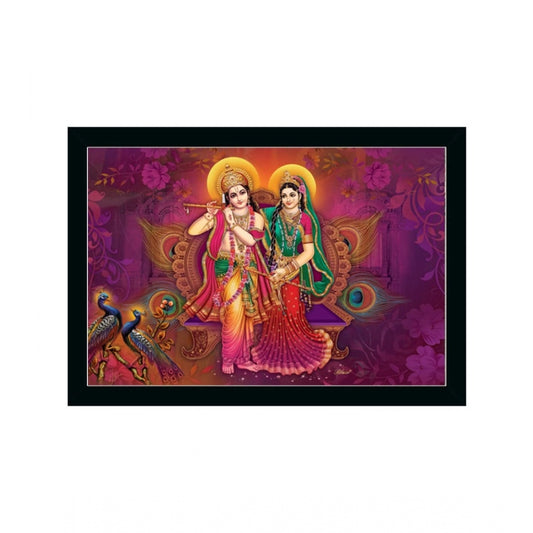Amfyn Radha Krishna Painting with Synthetic Photo Frame (Multicolor)