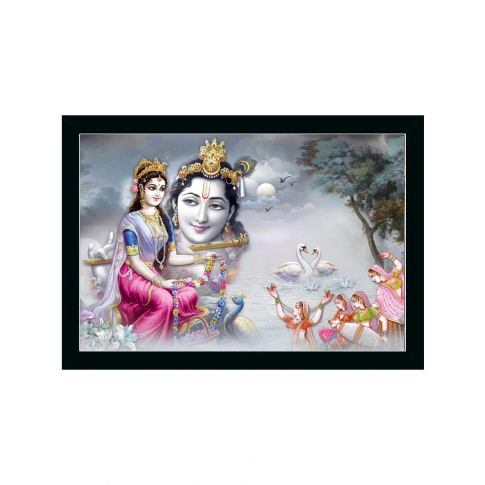 Amfyn Radha Krishna Painting with Synthetic Photo Frame (Multicolor)