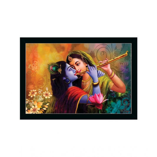 Amfyn Radha Krishna Painting with Synthetic Photo Frame (Multicolor)