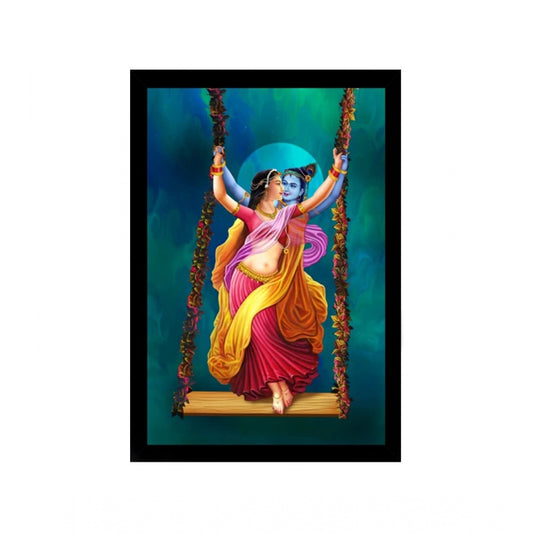 Amfyn Radha Krishna Painting with Synthetic Photo Frame (Multicolor)