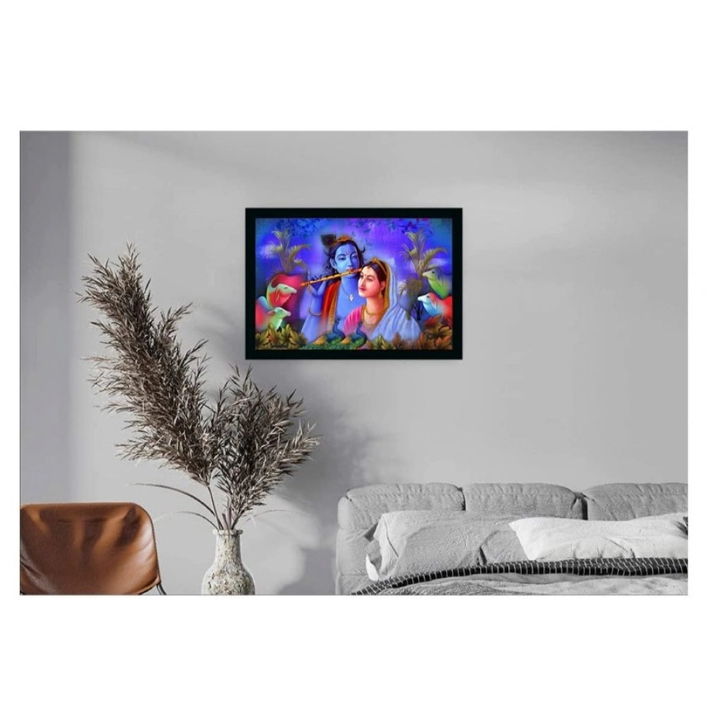 Amfyn Radha Krishna Painting with Synthetic Photo Frame (Multicolor)