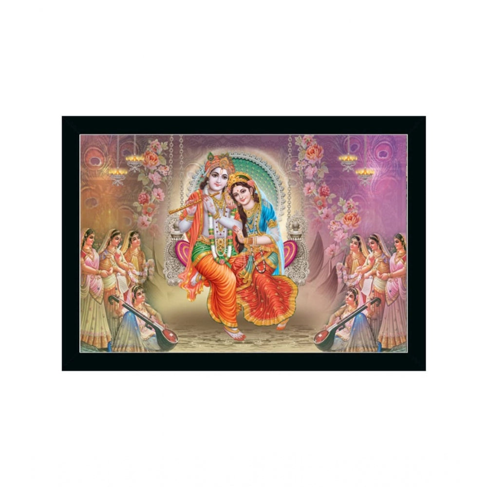 Amfyn Radha Krishna Painting with Synthetic Photo Frame (Multicolor)