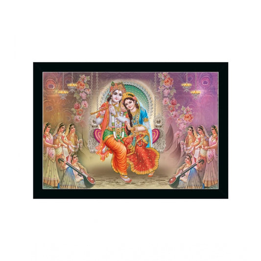 Amfyn Radha Krishna Painting with Synthetic Photo Frame (Multicolor)