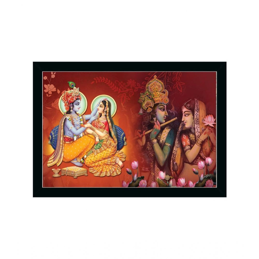 Amfyn Radha Krishna Painting with Synthetic Photo Frame (Multicolor)