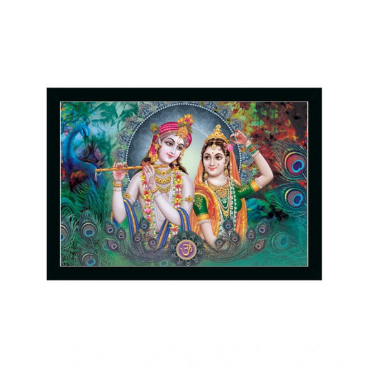 Amfyn Radha Krishna Painting with Synthetic Photo Frame (Multicolor)