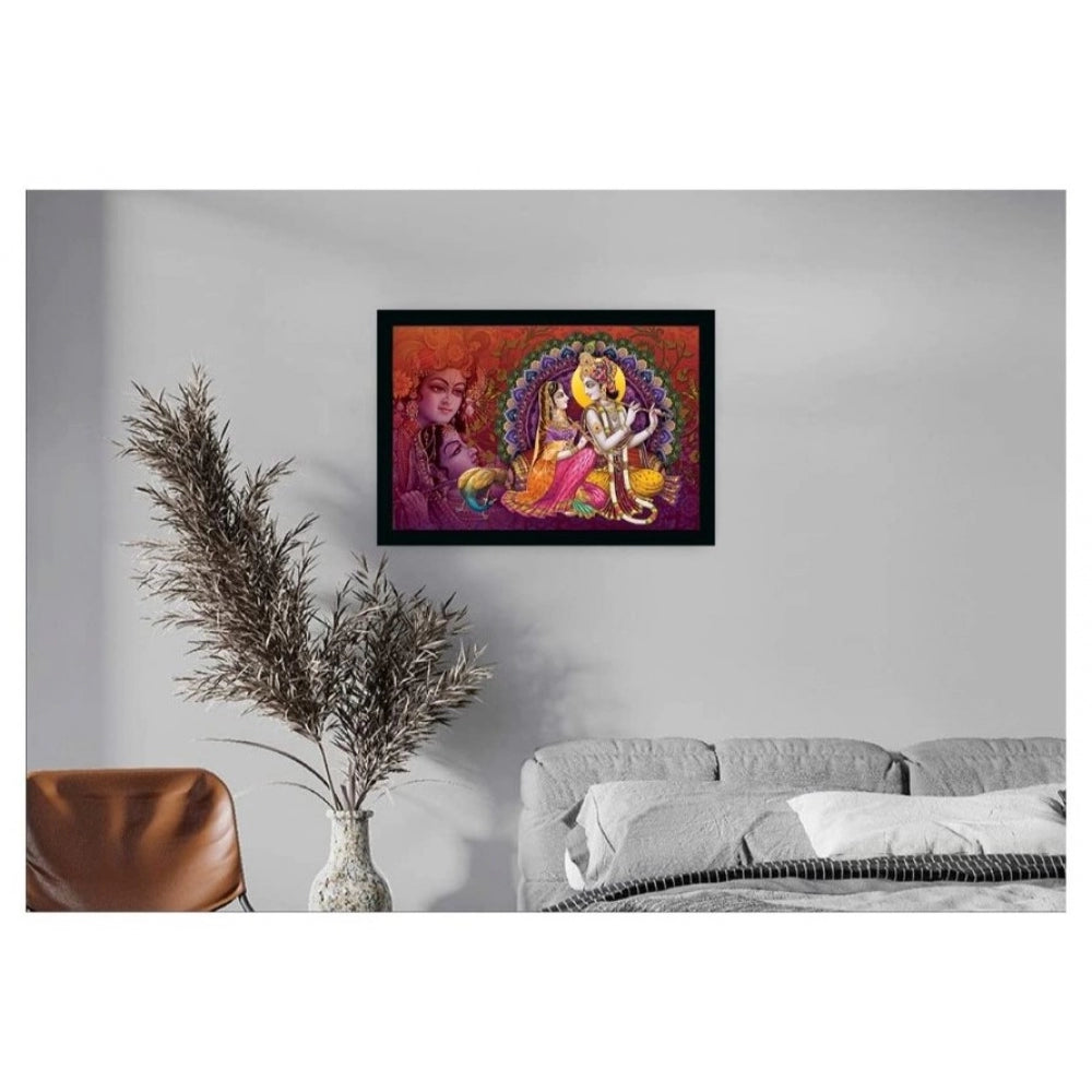 Amfyn Radha Krishna Painting with Synthetic Photo Frame (Multicolor)