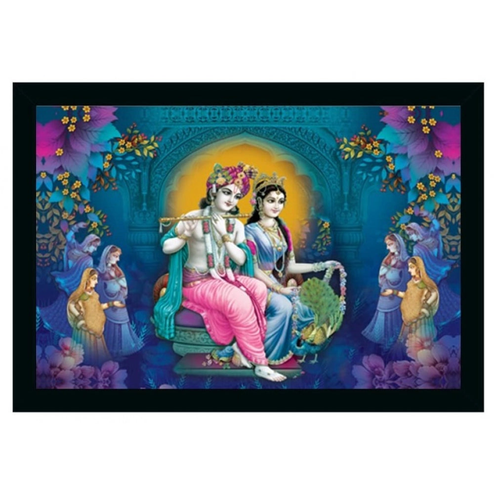 Amfyn Radha Krishna Painting Vinyl Sparkle Coated with Synthetic Photo Frame (Multicolor)