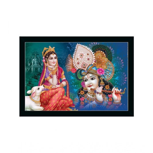 Amfyn Radha Krishna Painting with Synthetic Photo Frame (Multicolor)